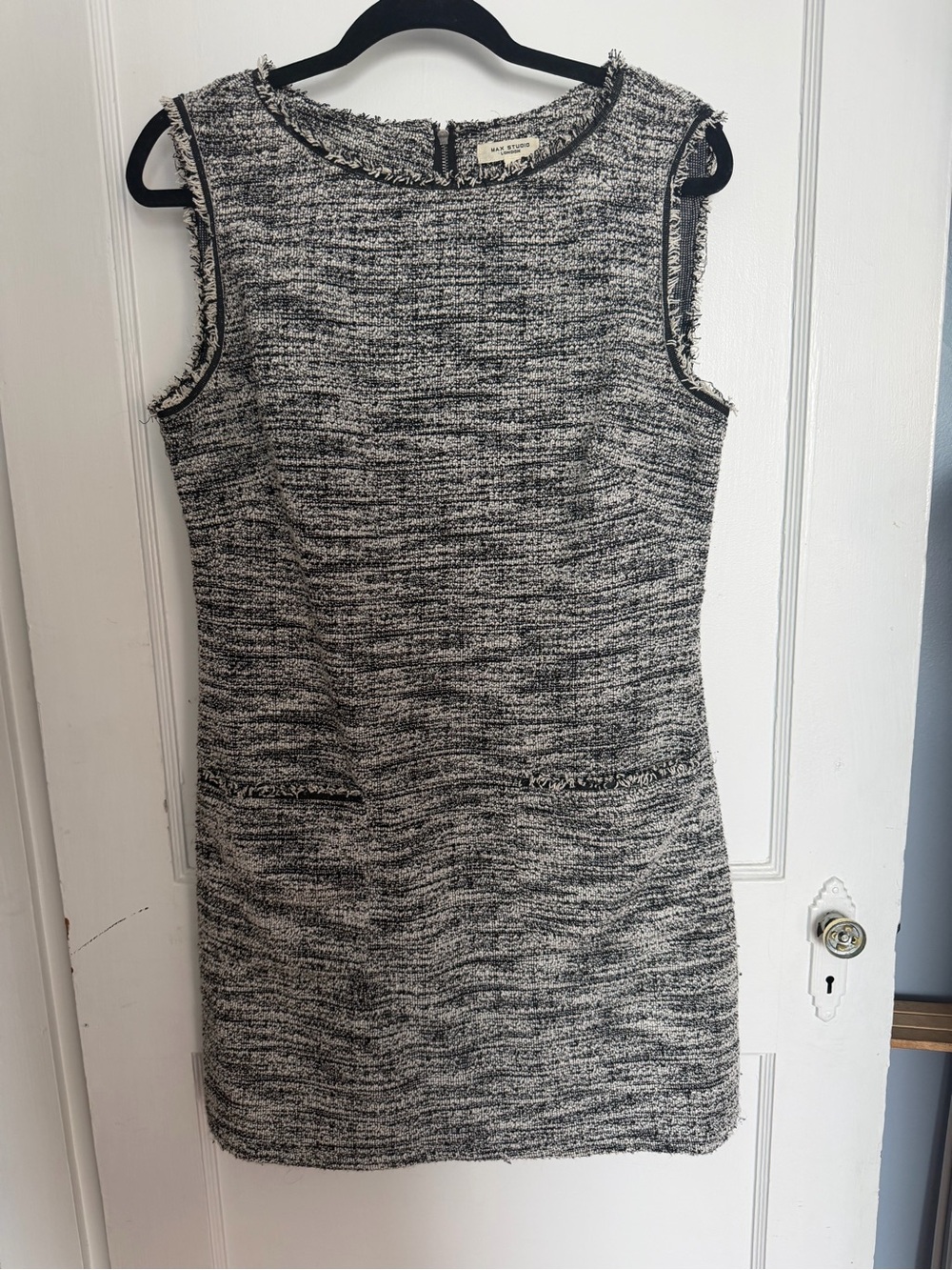 Max Studio Black & White Tweed Sleeveless Shift Dress